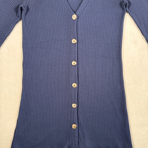 Reformation Dress Womens Small Navy Agatha Knit Ribbed Long Sleeve Button Front - Picture 5 of 11